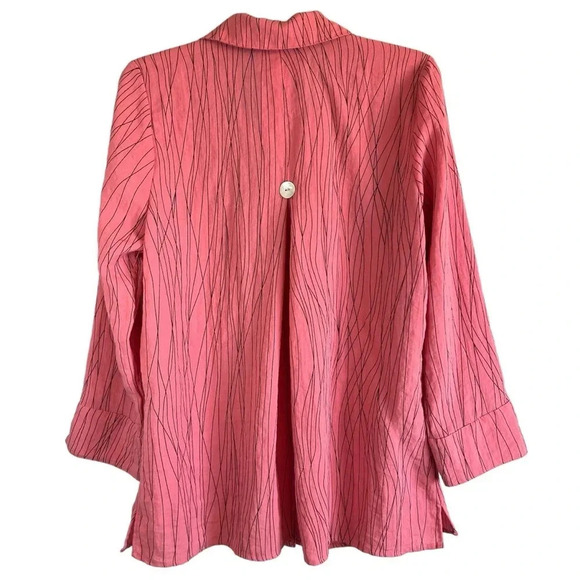 PECK & PECK Long Sleeve Lagenlook Button Up Tunic Blouse Shacket Size Medium - Picture 2 of 10